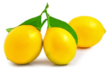 Three lemons on the white background isolated