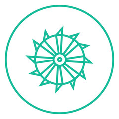 Rotating cutting drum of coal machine line icon.