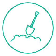 Mining shovel line icon.