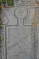 Images of people on the tombstone. Armenia