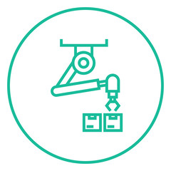 Robotic packaging line icon.