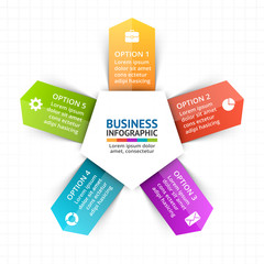Vector circle arrows infographic, diagram, graph, presentation, chart. Business cycle concept with 5 options, parts, steps, processes. Info graphic data template.