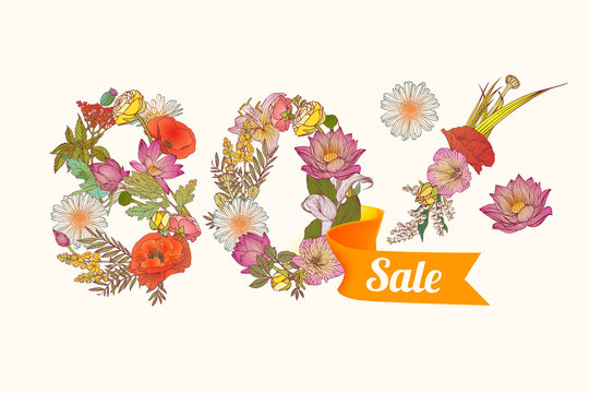 eighty (80) percents sale. Floral digits