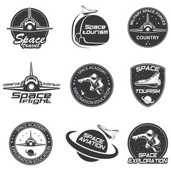 Set of retro and modern space travel badges 