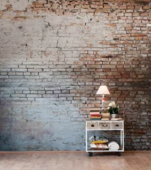 Cercles muraux Mur brick wall with decorative desk