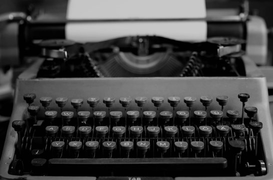 black and white retro typewriter letter