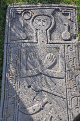 Images of people on the tombstone. Armenia