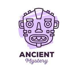 Fototapeta premium Vector illustration of ethnic tribal purple color mask with text
