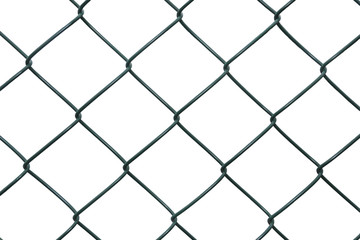 Fototapeta premium Metal green netting on white background
