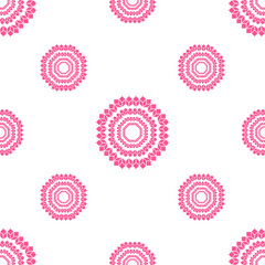geometric pink flower wallpaper pattern isolated on white background. Vector