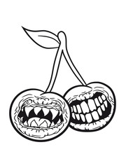 2 monster cherries horror maul teeth halloween creepy nasty bite