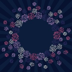 Color roses frame. Vector illustration