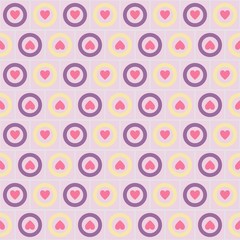 Heart in a circle. Seamless vector pattern