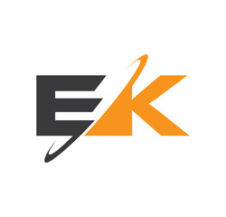EK initial logo with double swoosh