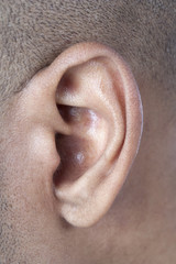 man's left ear