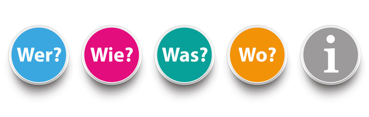 Question Circles Wer Wie Was Wo - obrazy, fototapety, plakaty
