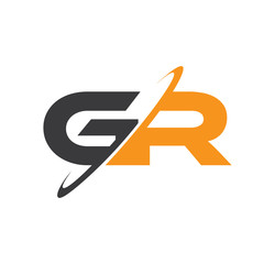 GR initial logo with double swoosh - obrazy, fototapety, plakaty