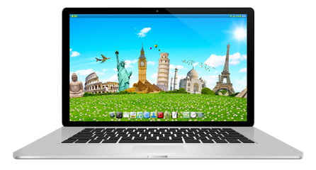 Modern laptop on white background