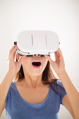 Woman use of virtual reality device