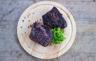 BBQ steak. Barbecue grilled beef steak 