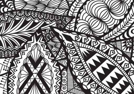 Leaves zentangle stylized for coloring book for adult, background, cards and so on