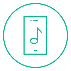 Phone with musical note line icon.