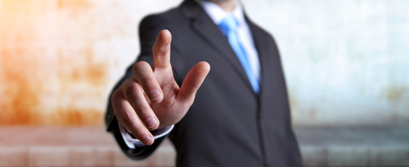 Young man on colorful background