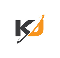 KJ initial logo with double swoosh