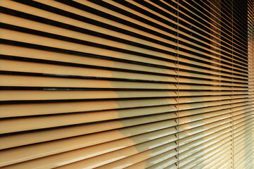 Plastic blinds at a window
