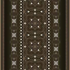 Beige lace vintage seamless border on a brown background.
