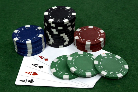 Card with poker chips