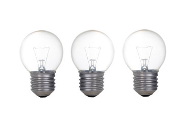 small three Incandescent on white background