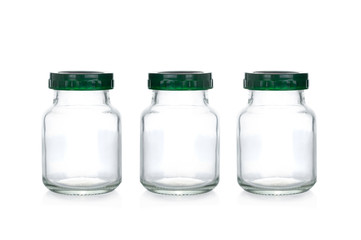  Empty small glass bottles  isolated on white background