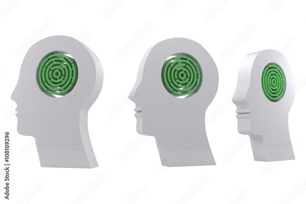 Poster composite image of maze brain in head