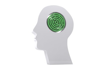 Composite image of maze brain in head