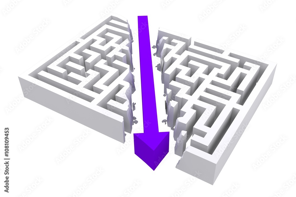 Poster composite image of arrow through maze