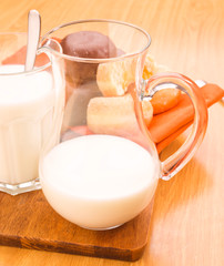 milk in glass bowl