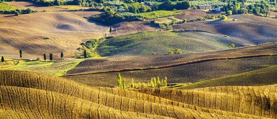 wonderful autumn landscape of Tuscan fields
