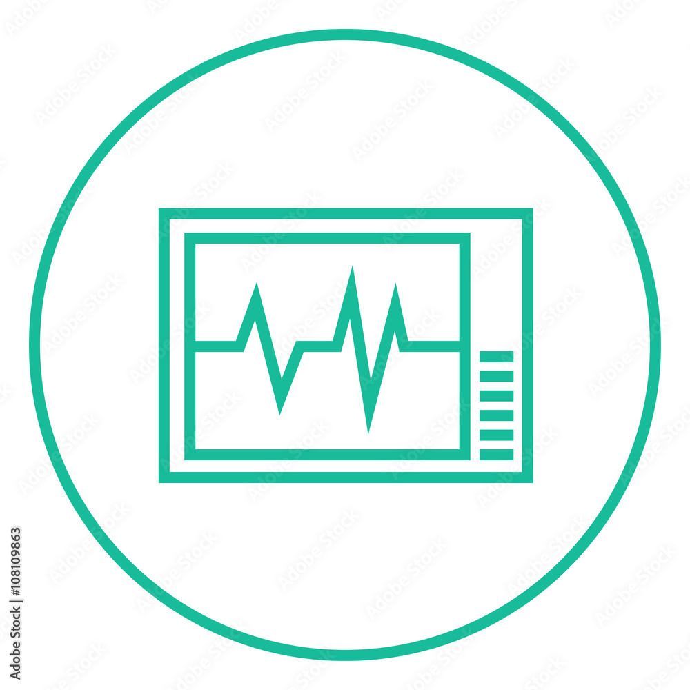 Poster Heart monitor line icon.