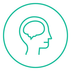 Human head with brain line icon.