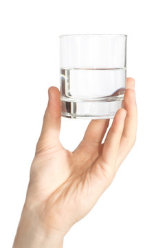 holding water glass in the hand