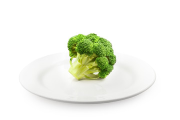 Broccoli on white plate