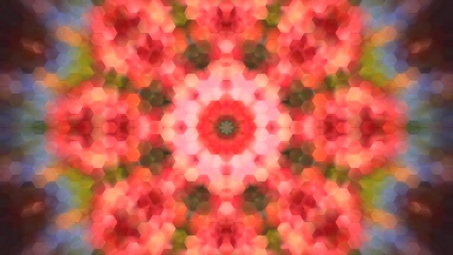 Amazing kaleidoscopic colored pattern with hexagon mosaic structure. Excellent animated scales background for your design in full HD. Adorable hypnotic faceted visuals for wonderful decorative intro