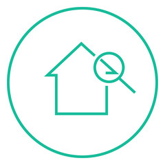 House and magnifying glass line icon.