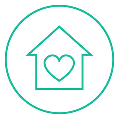 House with heart symbol line icon.