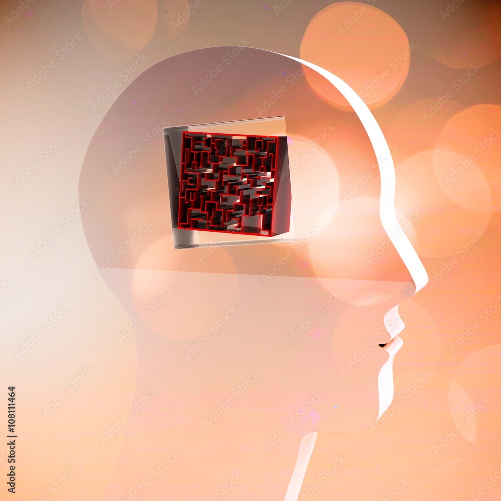 Poster composite image of maze brain in head
