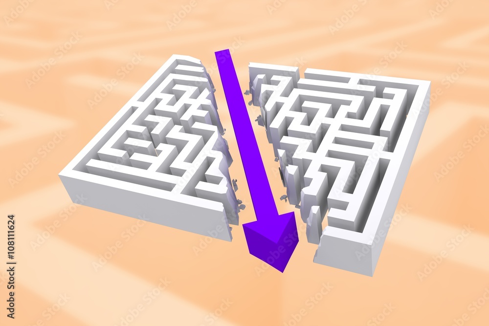 Poster composite image of arrow through maze