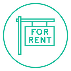 For rent placard line icon.