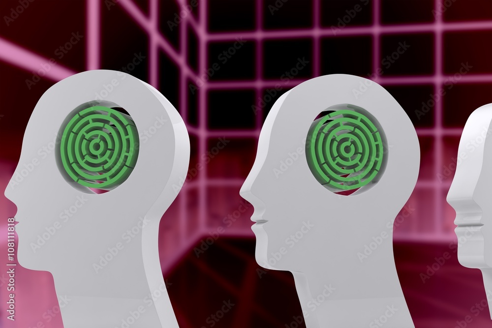 Poster composite image of maze brain in head