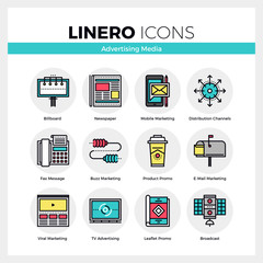 Advertising Media Linero Icons Set